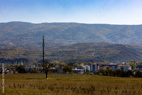 Landscape view of Skopje country on a background of a Vodno mountain
