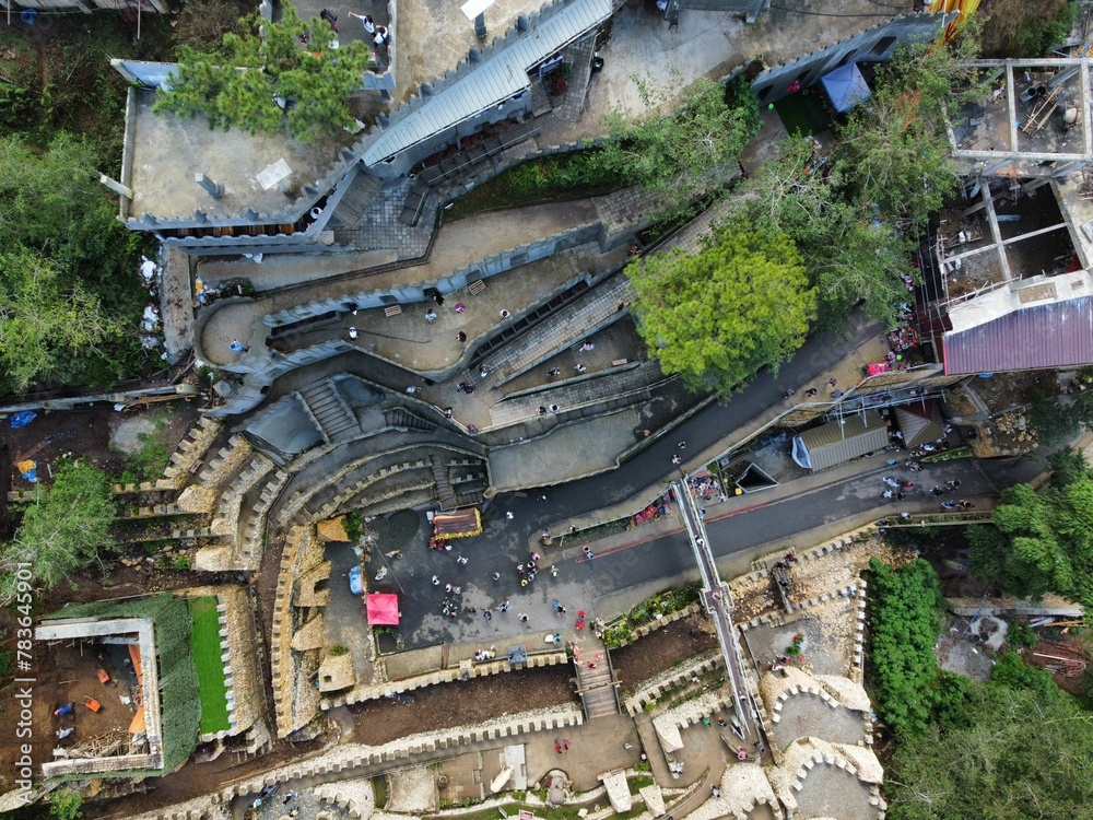 Top view of modern buildings in the forest on a sunny day Top view of modern buildings in the forest on a sunny day