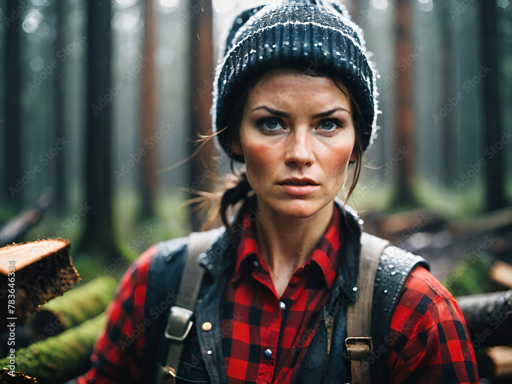 Portrait of forest worker woman