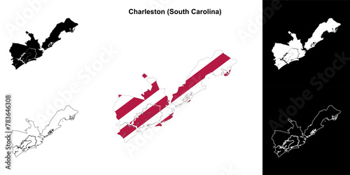 Charleston County (South Carolina) outline map set