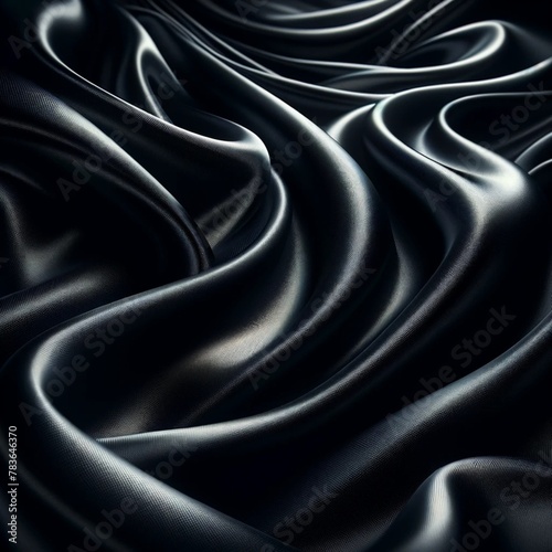 AI generated illustration of smooth, edgeless black silk fabric photo