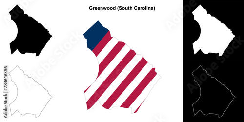 Greenwood County (South Carolina) outline map set