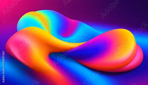 Modern abstract background with neon liquid gradient twisted shape 3d illustration