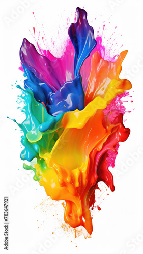 Trendy colorful multicolor splash. Abstract 3d style, inspired by acrylic fluid art and waves energy. Luxury abstraction screen and wallpaper. Composition for yours presentation, cover, header