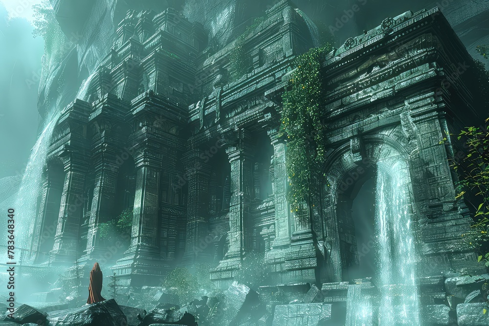 An ancient temple lost in the jungle. The temple's weathered stones bear witness to centuries of history, their silent presence speaking volumes. An ancient temple lost in the jungle. The temple's weathered stones bear witness to centuries of history, their silent presence speaking volumes.