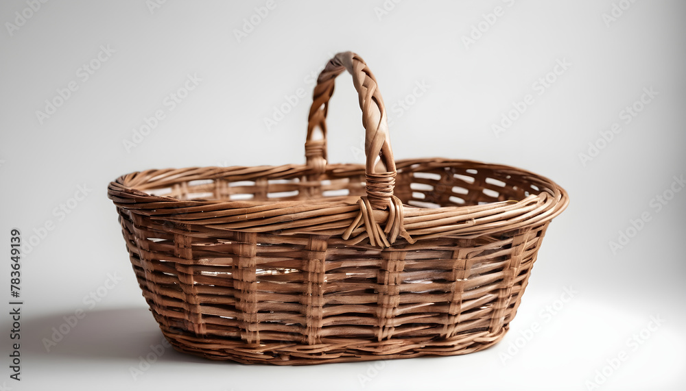 Large brown wicker basket on white background 1 Large brown wicker basket on white background 1