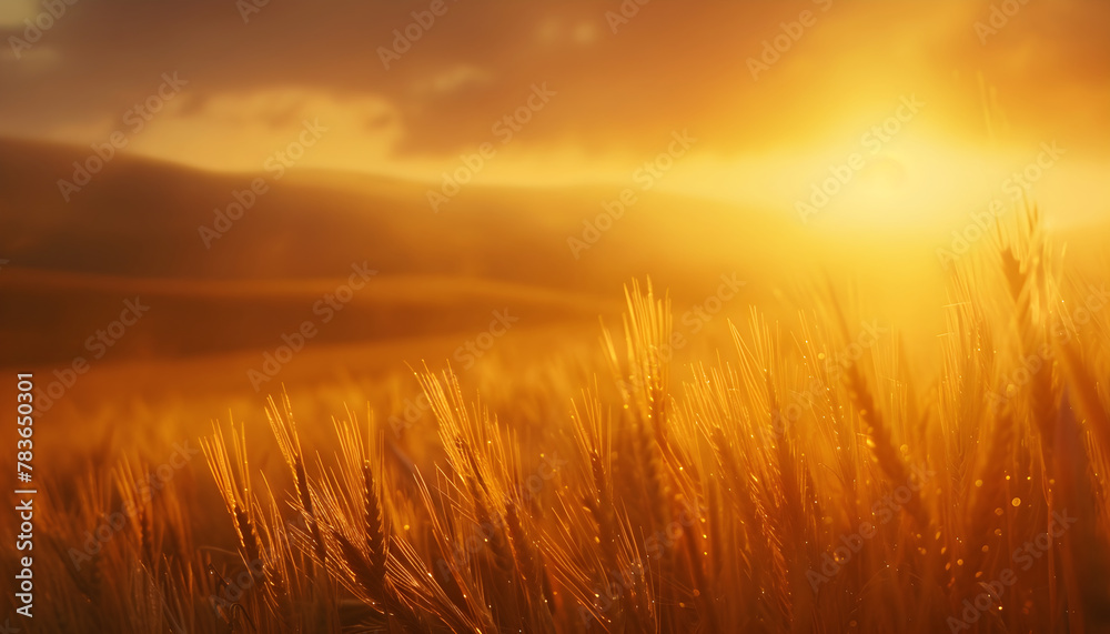 Obraz premium wheat field at sunset