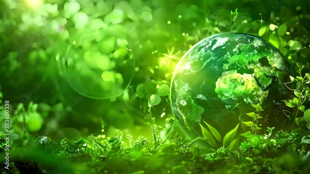 Earth Day Environment, global is green and has a blue and white design. The scene is peaceful and serene, with the globe representing the Earth Earth Day Environment, global is green and has a blue and white design. The scene is peaceful and serene, with the globe representing the Earth