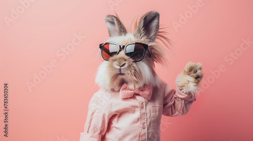 Fashion-Forward Rabbit Rocking Sunglasses and Bow Tie