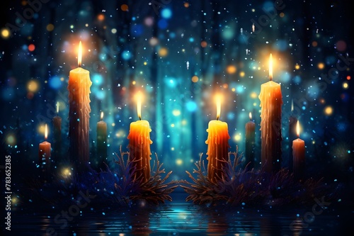 Full Bright Christmas Fantasy Glowing Candles and Tw