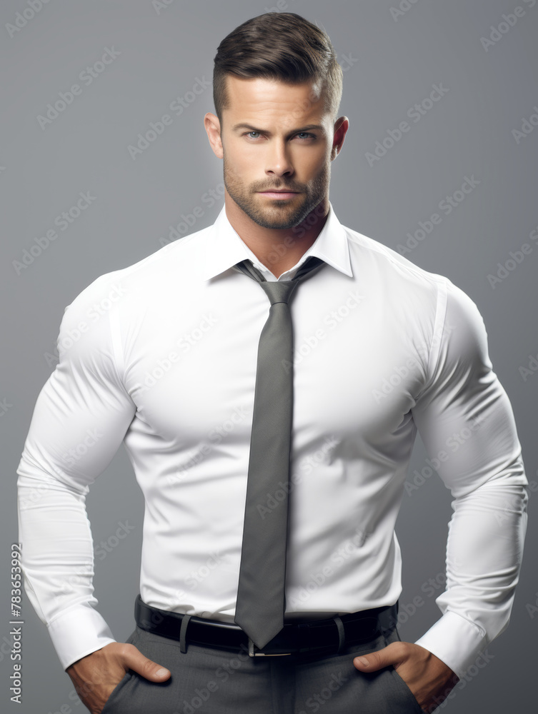 Handsome muscular manly male model, a businessman, brutal, 30 year old, short hair, In the businessman's clothes Handsome muscular manly male model, a businessman, brutal, 30 year old, short hair, In the businessman's clothes