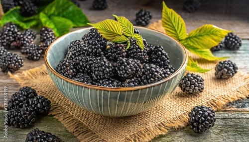 Organic Healthy Raw Blackberries in a Bowl 