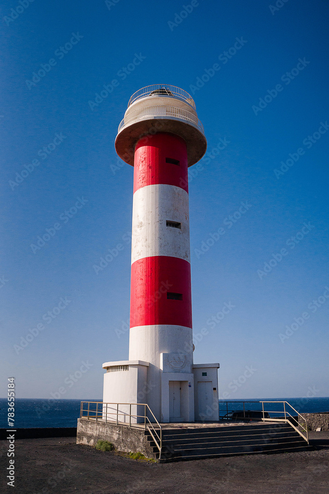 View of the famous Fuencaliente Lighthouse,in La Palma, Canary Islands in Spain at sunny day