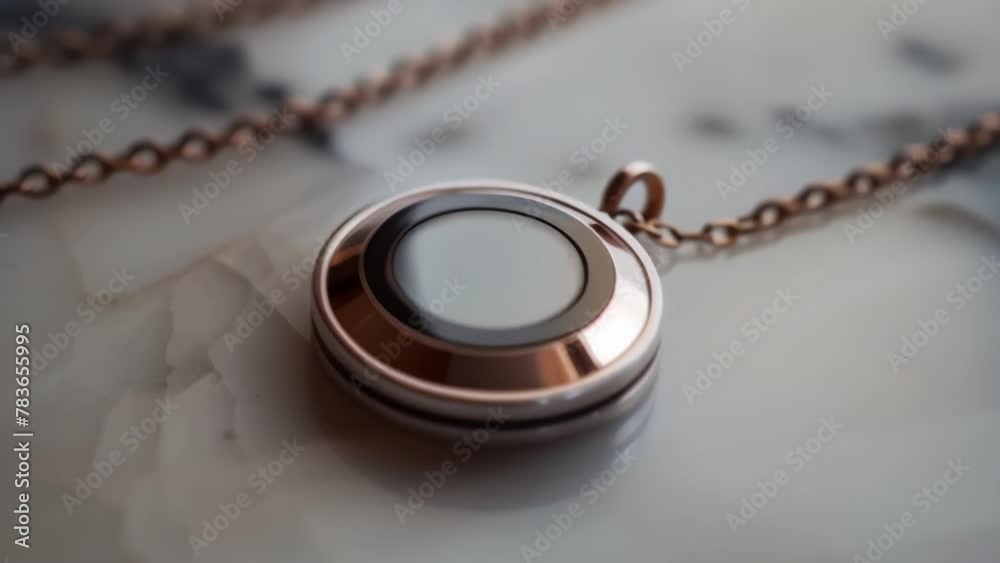 An image of a necklace with a tiny discreet sensor attached to it. The sensor is designed to measure the mothers pressure and detect any changes during pregnancy.