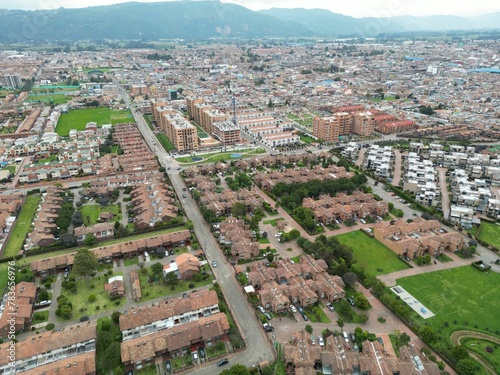 Aerial view of a residential district in the city