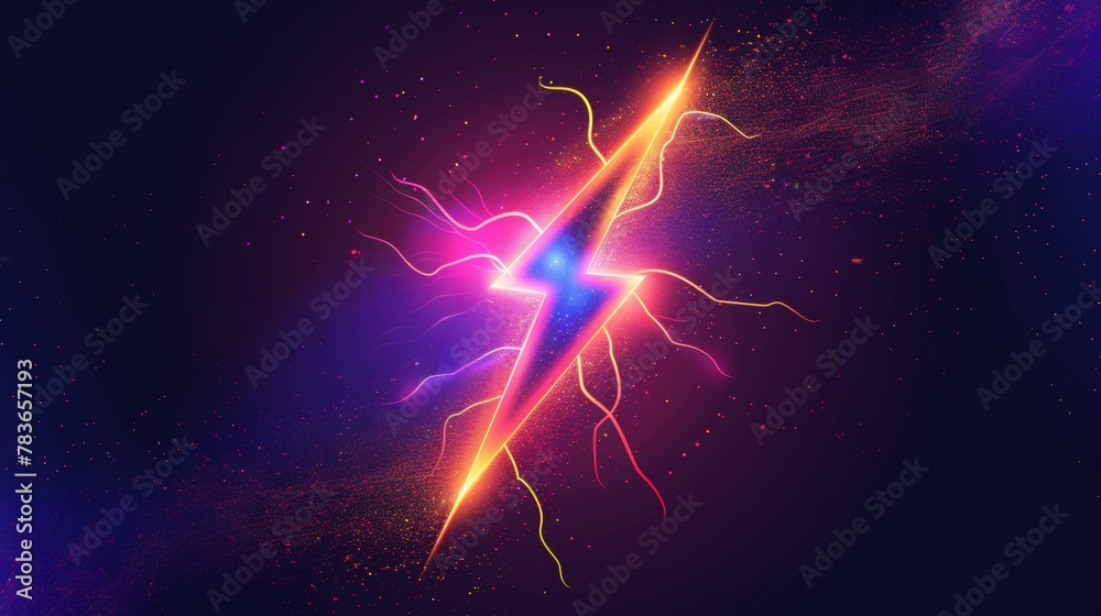 A charming isolated flying lightning bolt  AI generated illustration - obrazy, fototapety, plakaty 