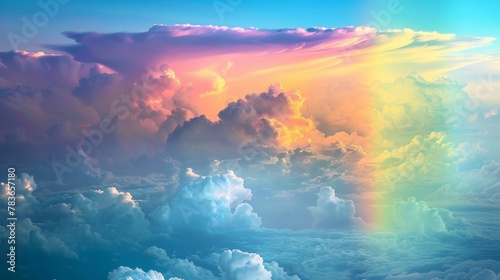 A charming isolated flying rainbow cloud AI generated illustration