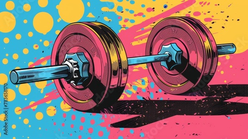 Weightlifting equipment in a pop art theme AI generated illustration
