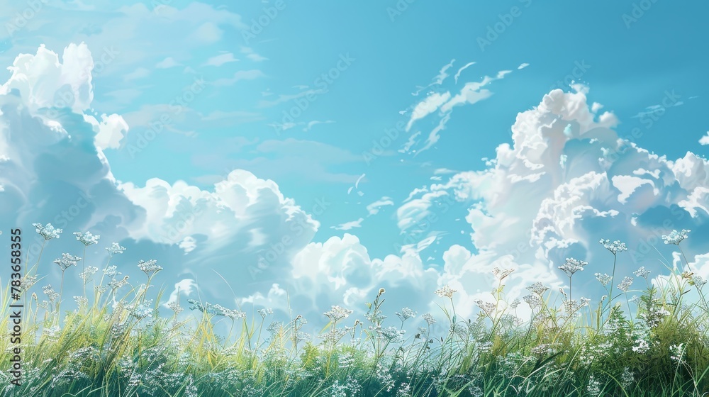Whimsical clouds drifting in the background   AI generated illustration
