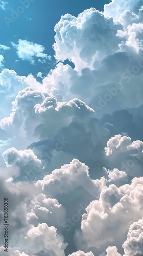 Whimsical clouds in a clear blue sky AI generated illustration © ArtStage