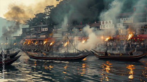 Thrilling Dragon Boat Race in Hong Kong Harbor.