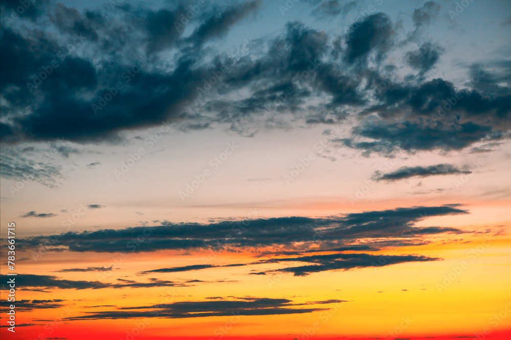 Sunset sky with cloud background, sunset sky with clouds background