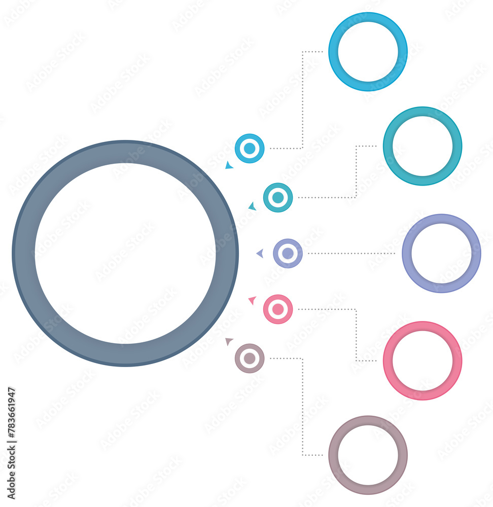 Infographic template with main circle and five steps or options Infographic template with main circle and five steps or options