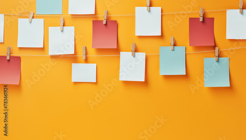 A wall covered in colorful sticky notes with a blue background © terra.incognita