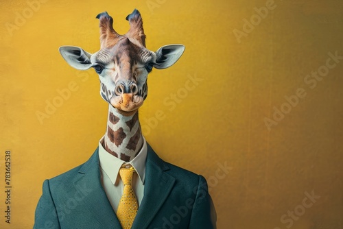 Fashionable Business suit giraffe head. Success face. Generate Ai © anatolir