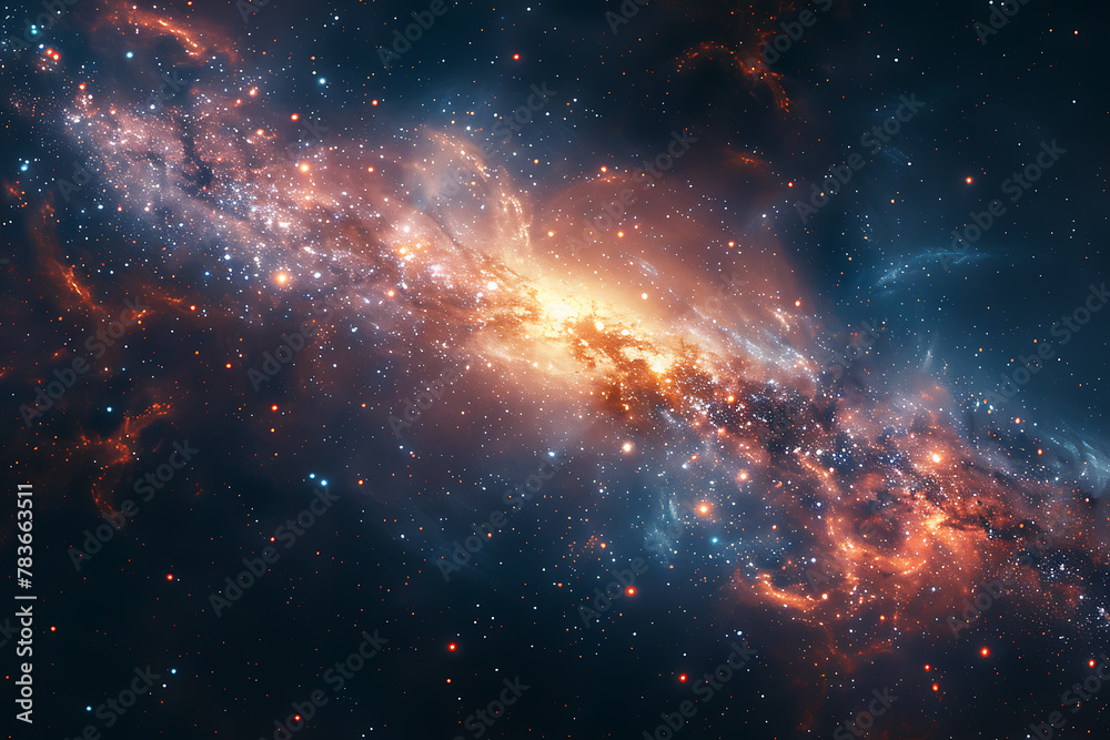 Mesmerizing digital artwork of deep space, featuring vibrant nebulae and distant galaxies in a swirling cosmic expanse, perfect for captivating sci-fi backgrounds and cosmic-themed designs