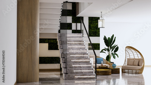 staircase in a modern house, staircase in building, staircase in house