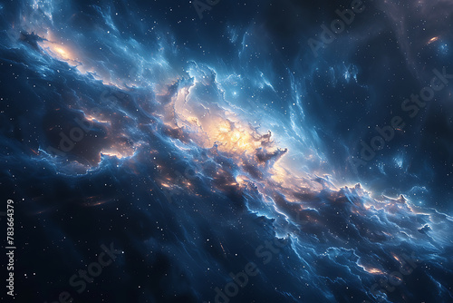 Vibrant digital rendering of deep space featuring a mesmerizing nebula and distant galaxies  perfect for creating cosmic-themed wallpapers and stunning sci-fi visuals