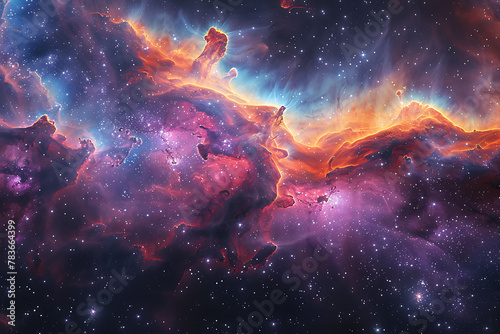 Stunning digital artwork of deep space, featuring a captivating blend of swirling galaxies and vibrant nebulae, perfect for celestial-themed backgrounds and sci-fi-inspired designs © Evhen Pylypchuk