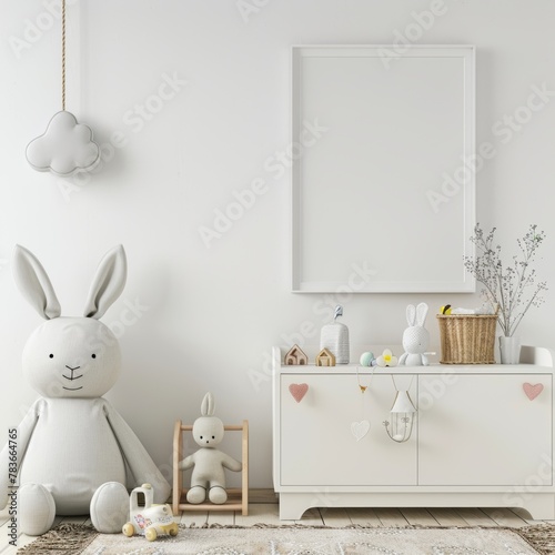 Mockup wall in children's room on white wall background.