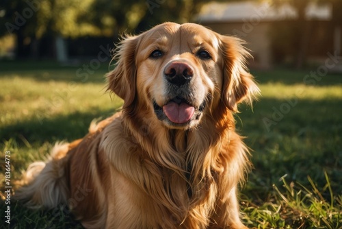 golden retriever basking in the warm sunlight of a summer afternoon
