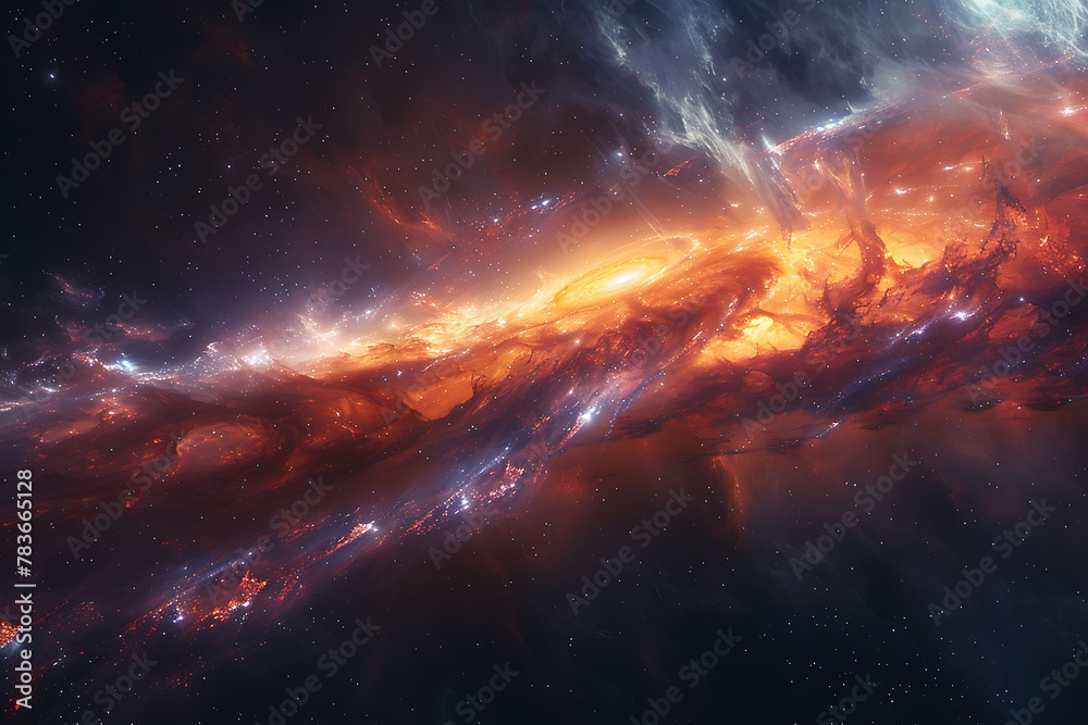 Fototapeta premium An awe-inspiring deep space wallpaper featuring galaxies, nebulae, and stars, providing a mesmerizing glimpse into the cosmic wonders of the universe with ethereal beauty