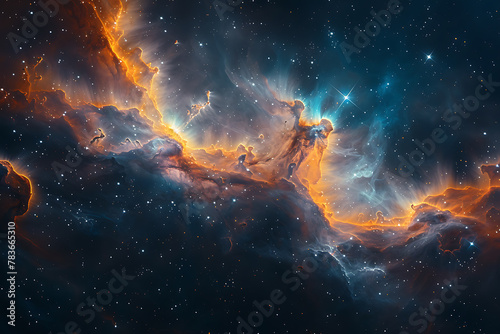 A captivating deep space wallpaper showcasing distant galaxies, radiant nebulae, and twinkling stars, offering a mesmerizing glimpse into the mysterious and enchanting wonders of the universe photo