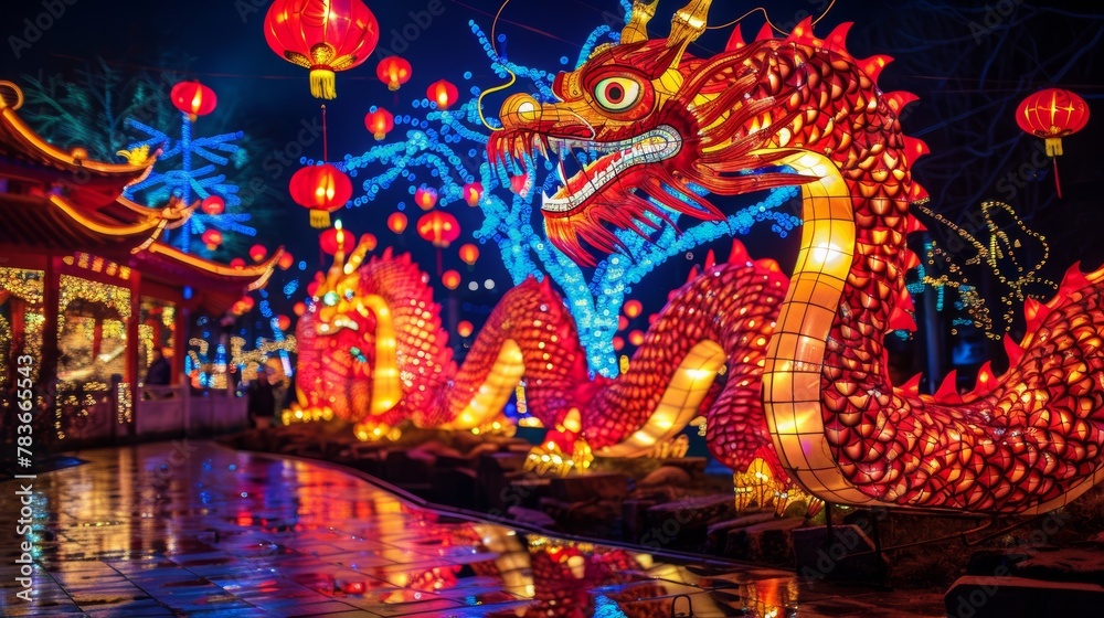Red Chinese lantern festival, spectacular Red Chinese lantern festival, spectacular