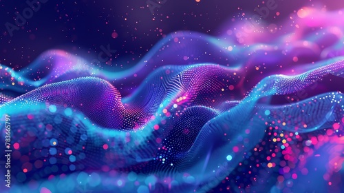 Abstract digital particles forming a wave, symbolizing the seamless flow of information