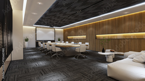 interior of a hotel, modern living room, meeting room, large glass meeting room, modern meeting room
