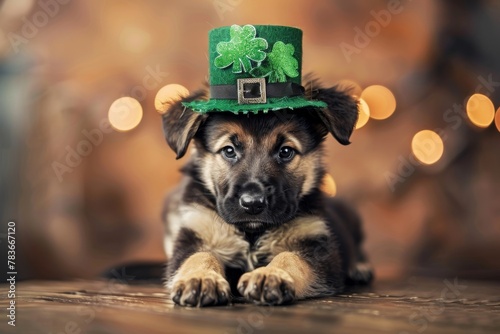 Cute Puppy Wearing Saint Patrick's Day Hat © Оксана Олейник