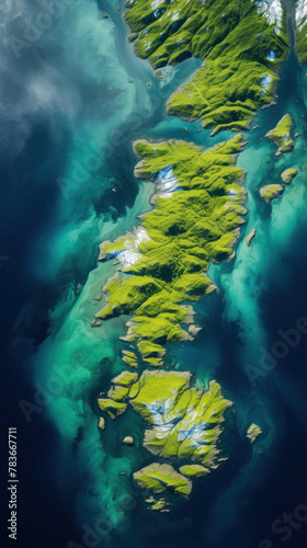 islands from above, satellite abstract landscape background