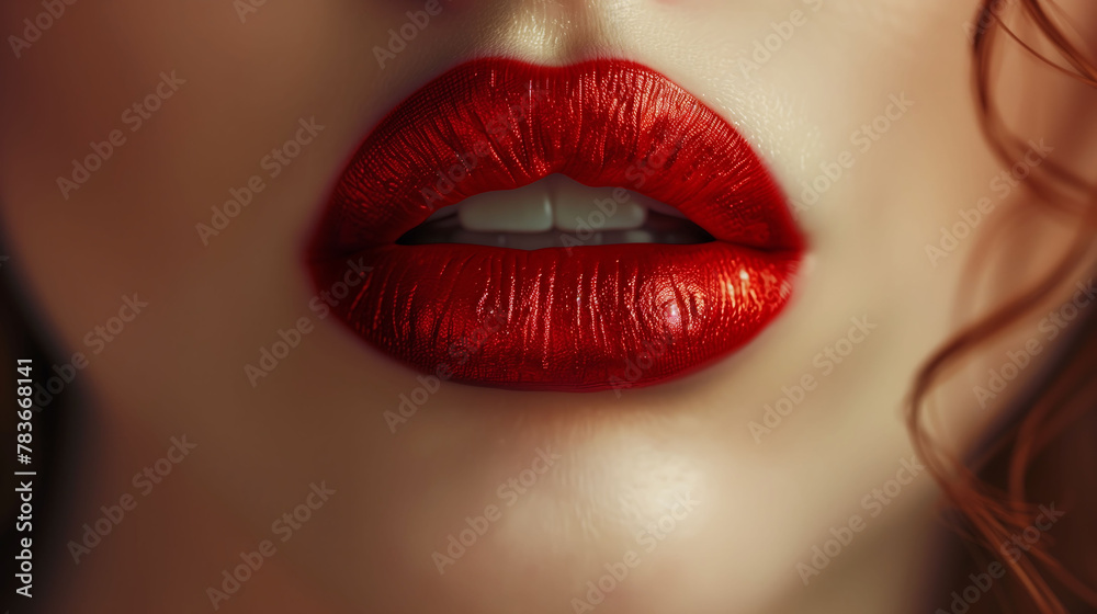 Bold and Beautiful: Scarlet Lipstick Close-up Bold and Beautiful: Scarlet Lipstick Close-up