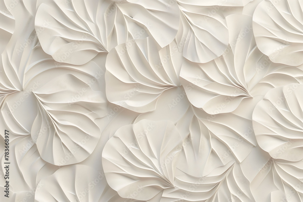 Whimsical Paper Art: Textured White Floral Design Whimsical Paper Art: Textured White Floral Design