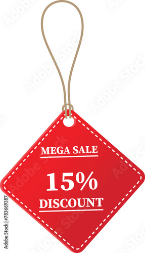 15% OFF Sale tag. 15% Discount Offer. Discount Promotion. Big sale collection for banners, labels, posters. Discount offer price. Vector illustration. Special offer 15% off label or price tag on white