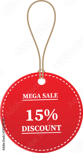15% OFF Sale tag. 15% Discount Offer. Discount Promotion. Big sale collection for banners, labels, posters. Discount offer price. Vector illustration. Special offer 15% off label or price tag on white