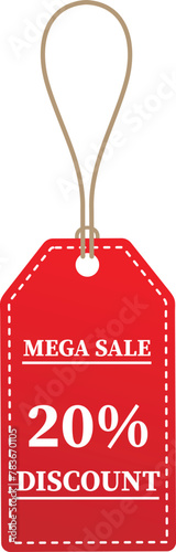 20% OFF Sale tag. 20% Discount Offer. Discount Promotion. Big sale collection for banners, labels, posters. Discount offer price. Vector illustration. Special offer 20% off label or price tag on white