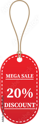 20% OFF Sale tag. 20% Discount Offer. Discount Promotion. Big sale collection for banners, labels, posters. Discount offer price. Vector illustration. Special offer 20% off label or price tag on white