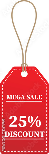 25% OFF Sale tag. 25% Discount Offer. Discount Promotion. Big sale collection for banners, labels, posters. Discount offer price. Vector illustration. Special offer 25% off label or price tag on white