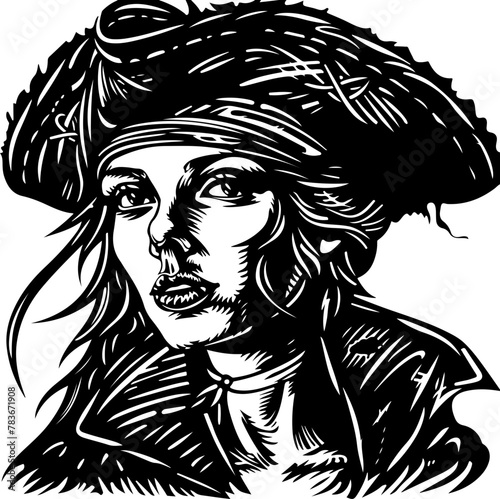 A powerful illustration of a pirate's intense gaze, perfect for evoking tales of adventure on the high seas